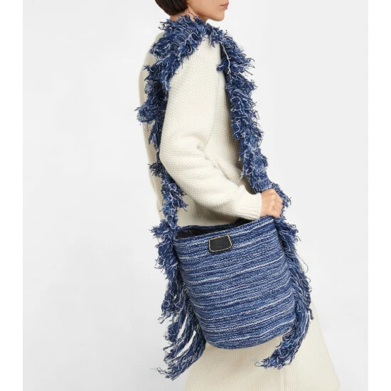 Chloé Jorge Striped Cashmere-blend Bucket Bag