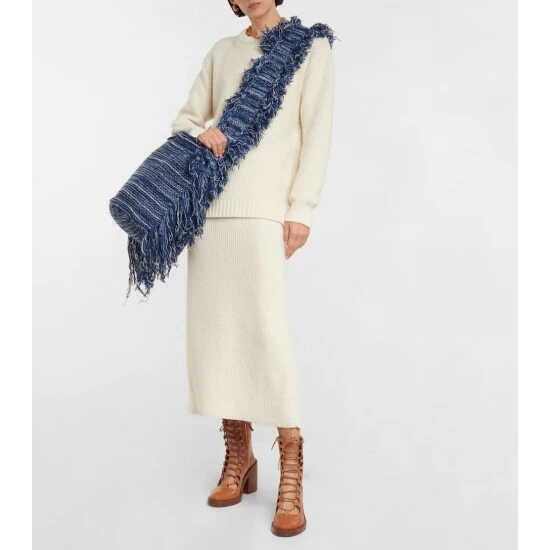 Chloé Jorge Striped Cashmere-blend Bucket Bag - Image 4