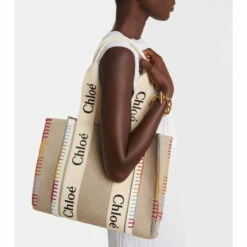 Chloé Woody Large Canvas And Leather Tote