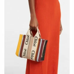 Chloé Woody Small Striped Canvas Tote