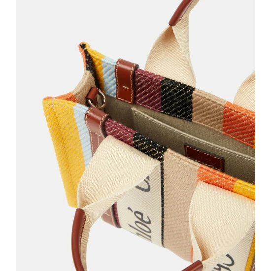 Chloé Woody Small Striped Canvas Tote - Image 2