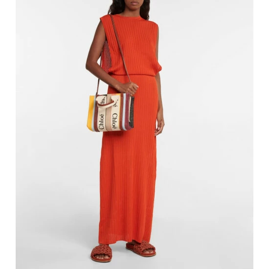 Chloé Woody Small Striped Canvas Tote - Image 4