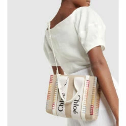 Chloé Woody Small Embroidered Canvas Tote
