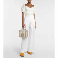 Chloé Off-shoulder Linen Voille Top