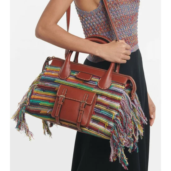 Chloé Edith Medium Cashmere And Leather Tote