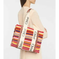 Chloé Woody Small Leather-trimmed Tote