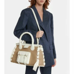 Chloé Edith Medium Leather-trimmed Linen Tote