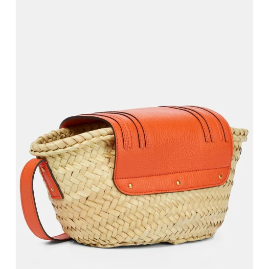 Chloé Marcie Leather-trimmed Straw Shoulder Bag - Image 3