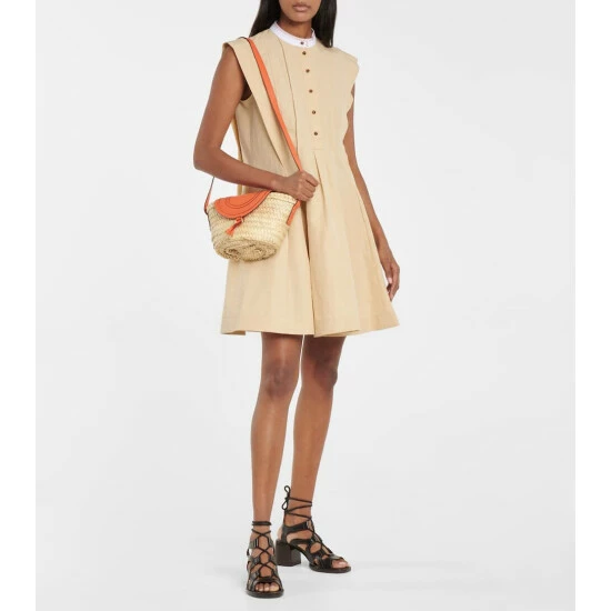 Chloé Marcie Leather-trimmed Straw Shoulder Bag - Image 4