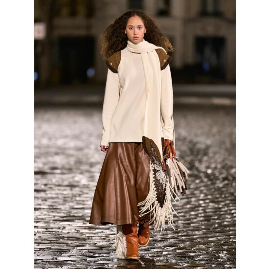 Chloé High-rise Leather Midi Skirt