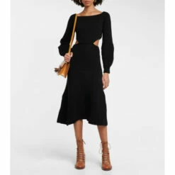 Chloé Cutout Cashmere And Wool Midi Dress