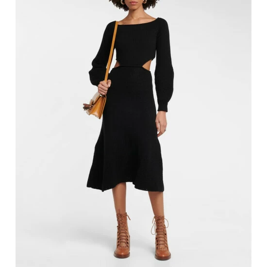 Chloé Cutout Cashmere And Wool Midi Dress