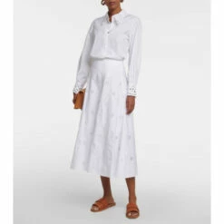 Chloé Broderie Anglaise Cotton Midi Skirt