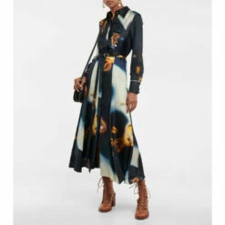 Chloé Printed Silk Twill Midi Dress