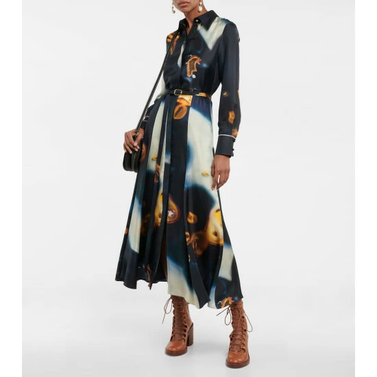 Chloé Printed Silk Twill Midi Dress