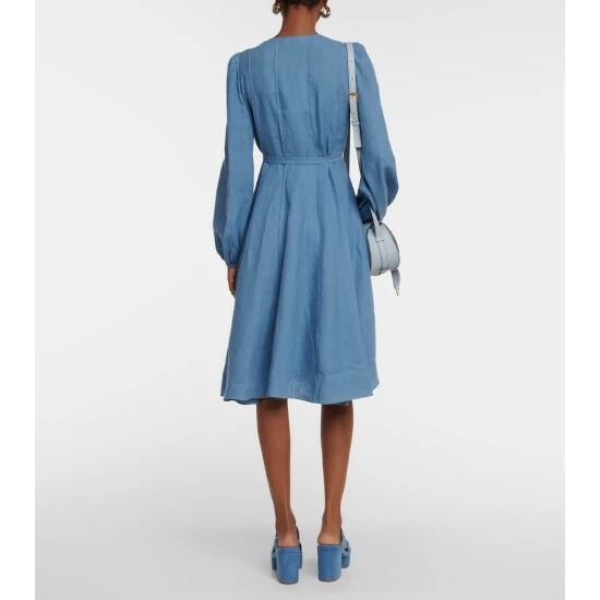 Chloé Belted Linen Midi Dress - Image 2