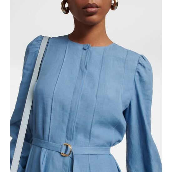Chloé Belted Linen Midi Dress - Image 3
