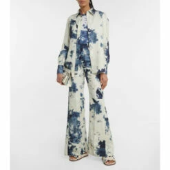 Chloé Tie-dye Linen Flared Pants