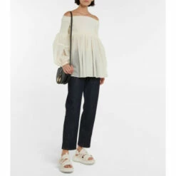ChloƩ Shirred Virgin Wool Gauze Top