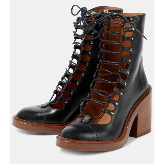 Chloé Lace-up Leather Ankle Boots - Image 4