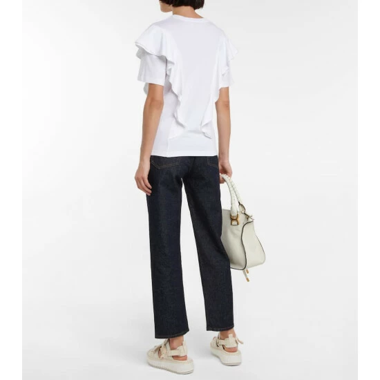 Chloé Ruffled Cotton-blend Jersey T-shirt - Image 2