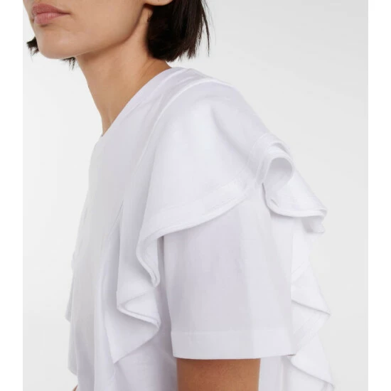 Chloé Ruffled Cotton-blend Jersey T-shirt - Image 4