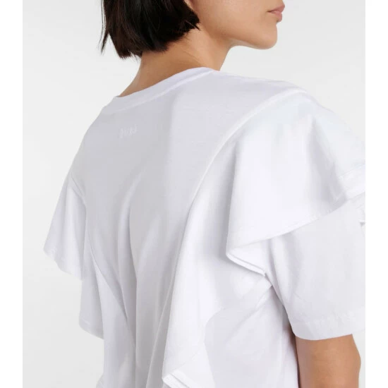 Chloé Ruffled Cotton-blend Jersey T-shirt - Image 5
