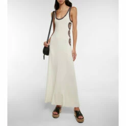 Chloé Crochet-trimmed Cutout Wool Maxi Dress