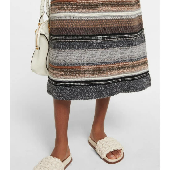 Chloé Striped Cashmere And Wool Midi Dress - Image 4