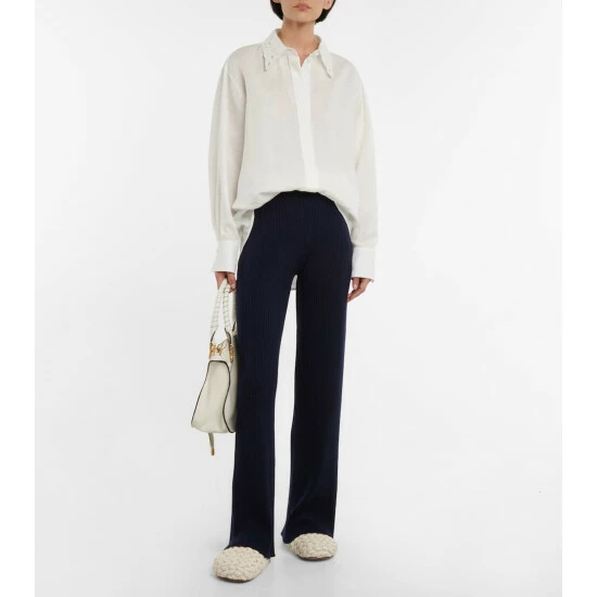 Chloé Wool And Cashmere Ribbed-knit Pants