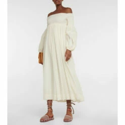 Chloé Shirred Wool Gauze Maxi Dress