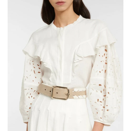 Chloé Joe Woven Leather And Linen Belt