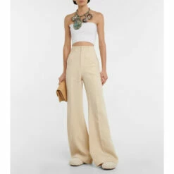 Chloé Linen High-rise Wide-leg Pants