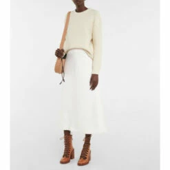 Chloé Wool Twill Midi Skirt
