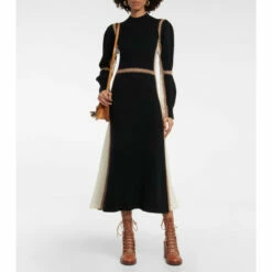Chloé Whip-stitched Wool-blend Midi Dress
