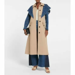 Chloé Denim-paneled Twill Trench Coat