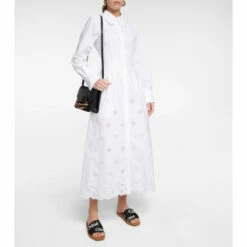 Chloé Embroidered Midi Shirt Dress