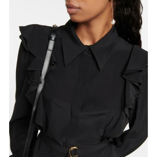 Chloé Ruffled Silk Shirt Dress - Image 3