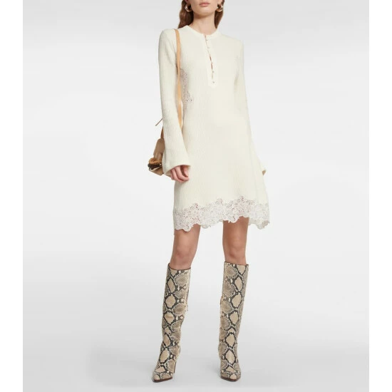 Chloé Ribbed-knit Wool Minidress