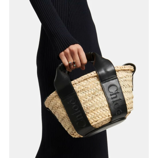 Chloé Sense Mini Raffia Tote Bag