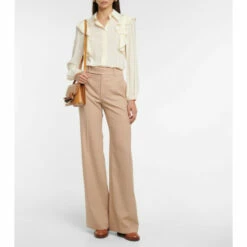 Chloé Mid-rise Straight Wool-blend Pants