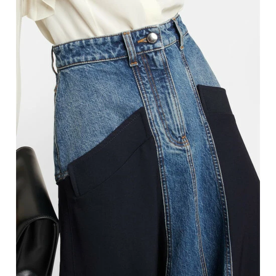 Chloé Denim And Wool Gabardine Midi Skirt - Image 3