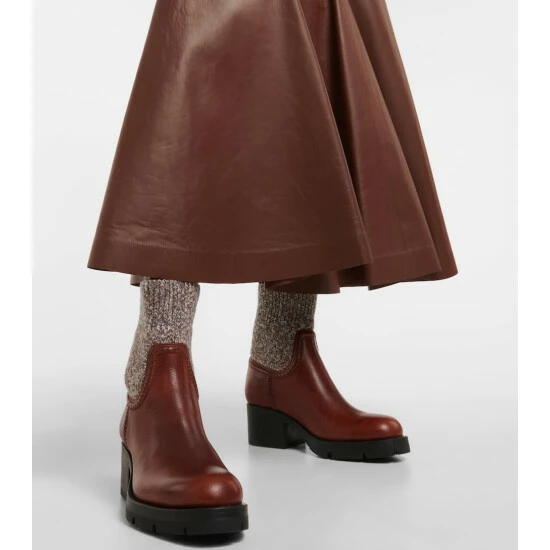 Chloé Neva Leather Sock Boots - Image 3