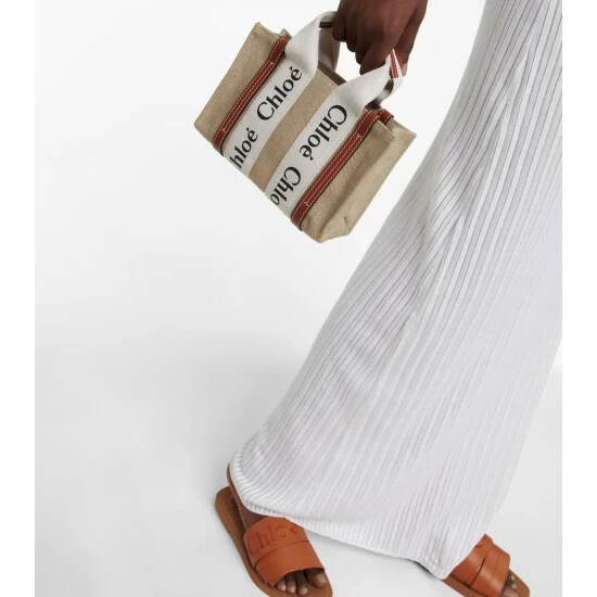 Chloé Woody Mini Canvas Tote Bag