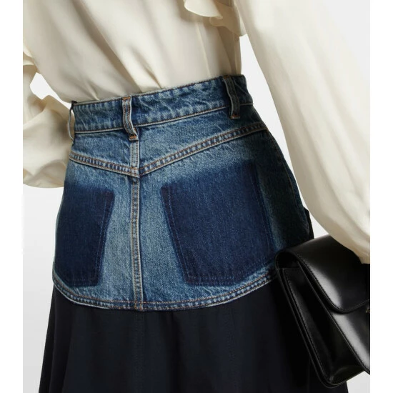 Chloé Denim And Wool Gabardine Midi Skirt - Image 5