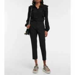 Chloé Mid-rise Cropped Wool-blend Pants