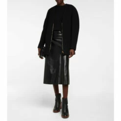 Chloé Leather Midi Skirt