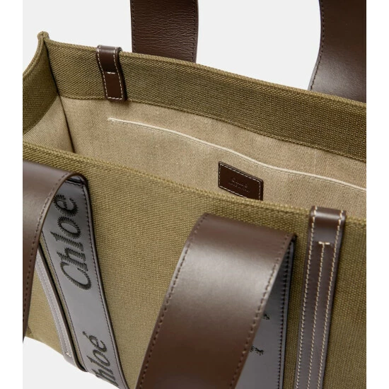 Chloé Woody Medium Linen Tote Bag - Image 2
