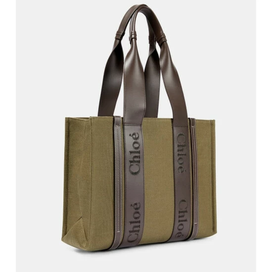 Chloé Woody Medium Linen Tote Bag - Image 3