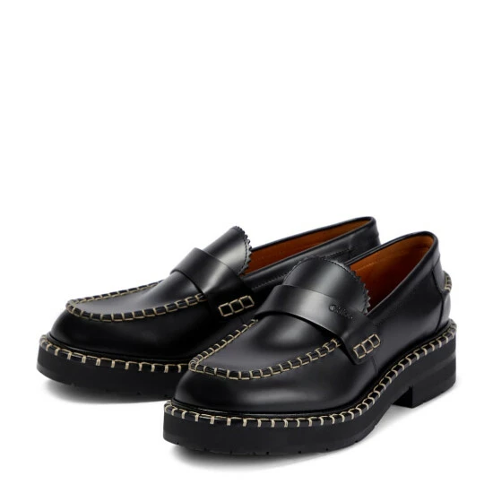 Chloé Noua Whipstitch Leather Loafers - Image 4